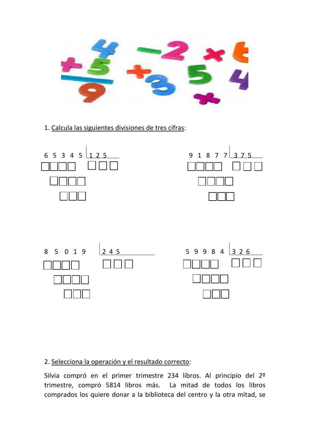 Divisiones de tres cifras y problema