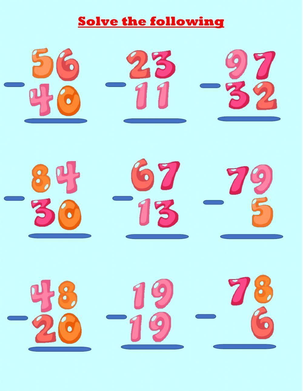 Subtraction without regrouping