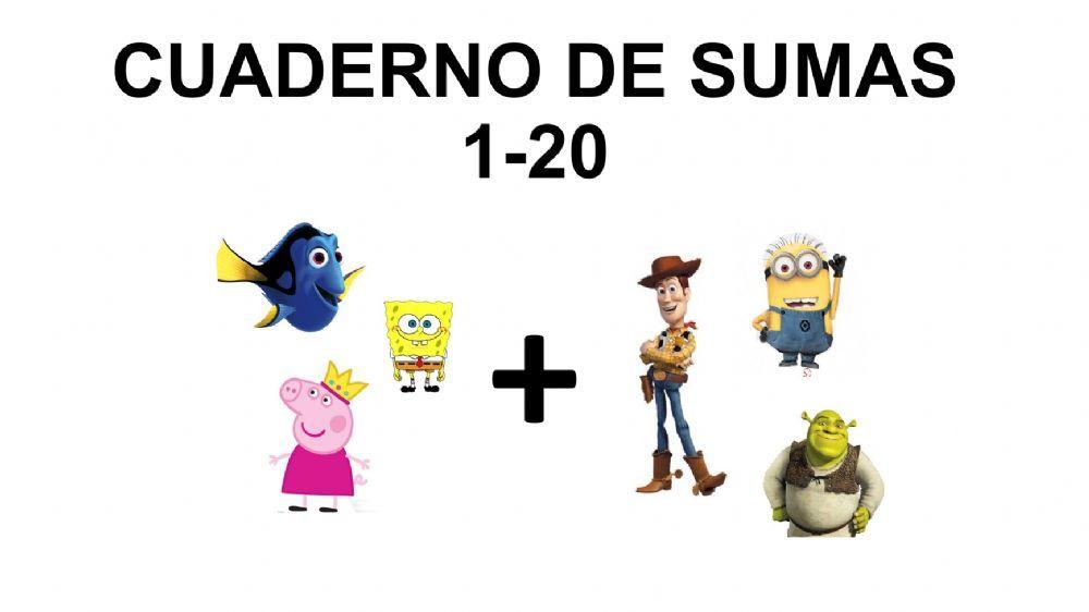 Cuaderno de sumas dibujos animados