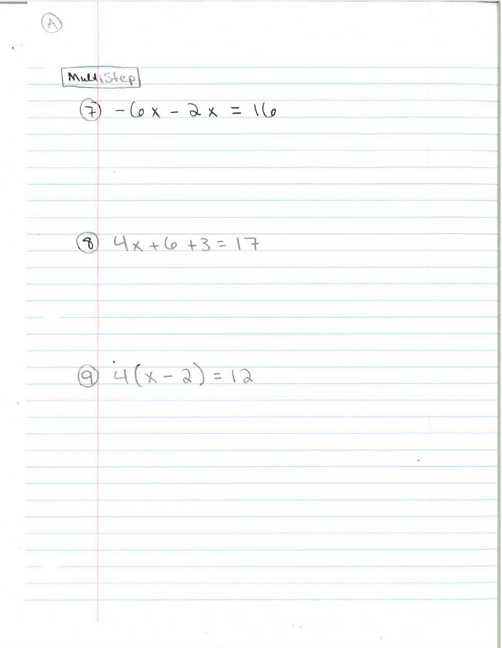 Solving Equations Quiz