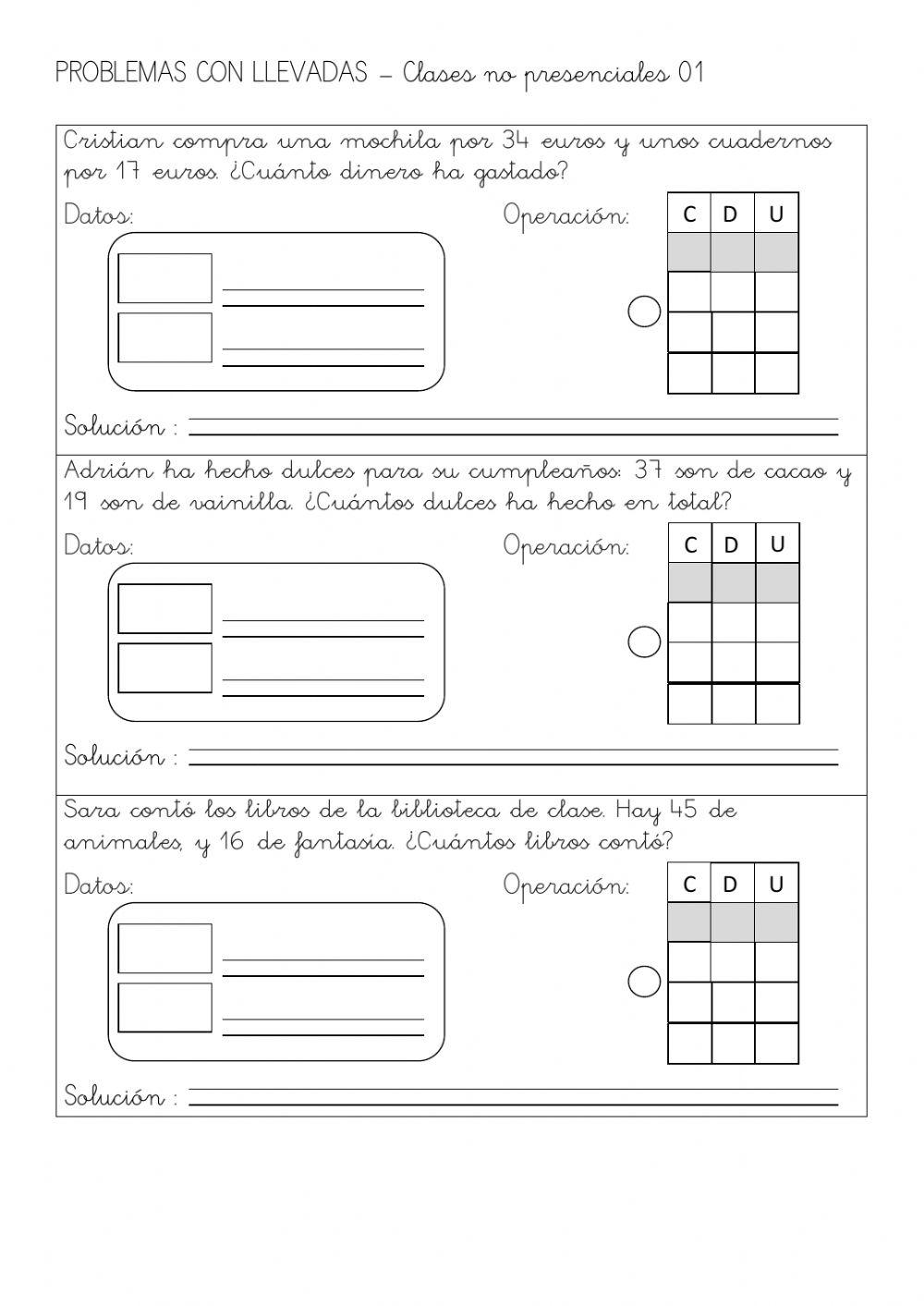 Problemas con llevadas