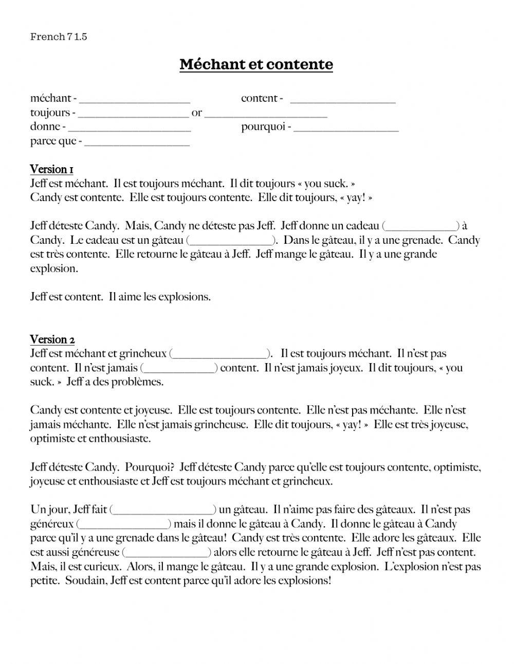 Méchant et contente