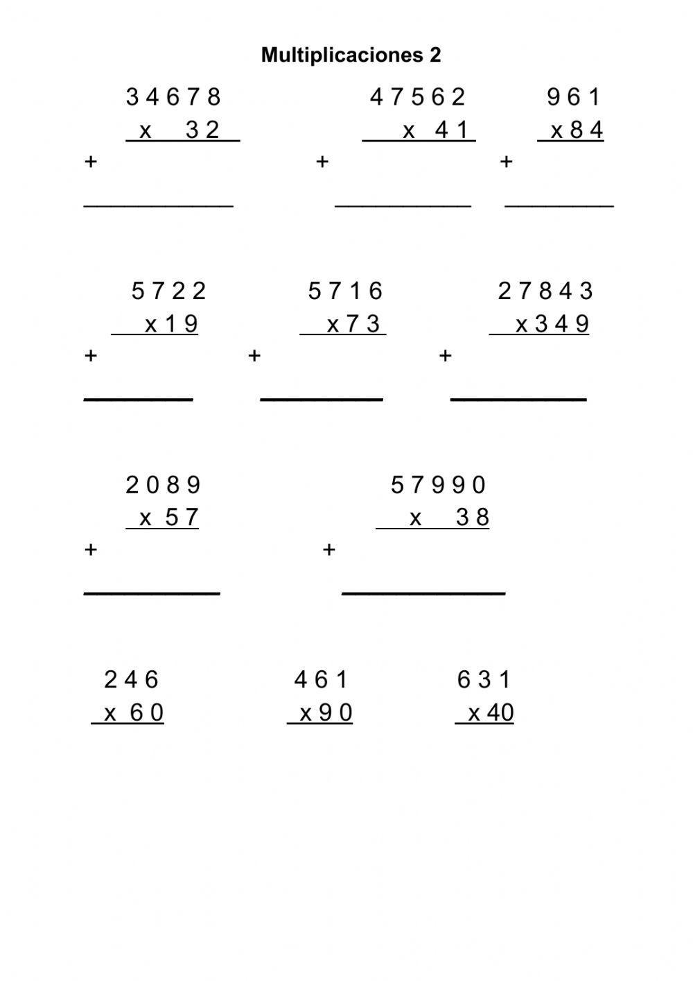 Multiplicaciones de dos cifras