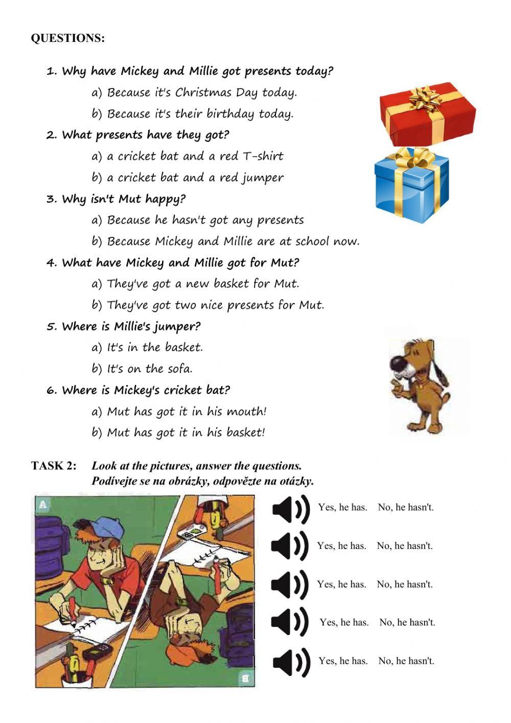 Project 1 Unit 3C - Mut's present (listening-reading comprehension)