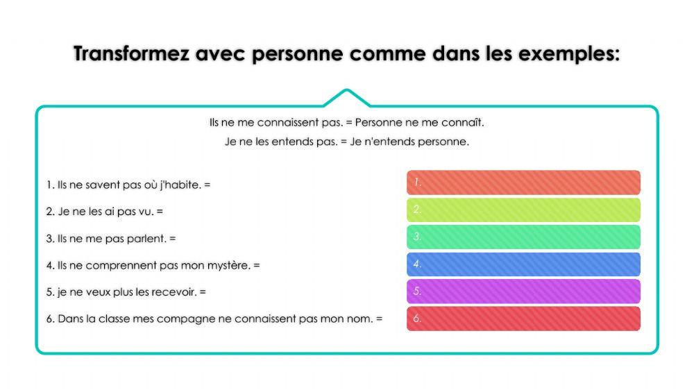 Exercices de la négation