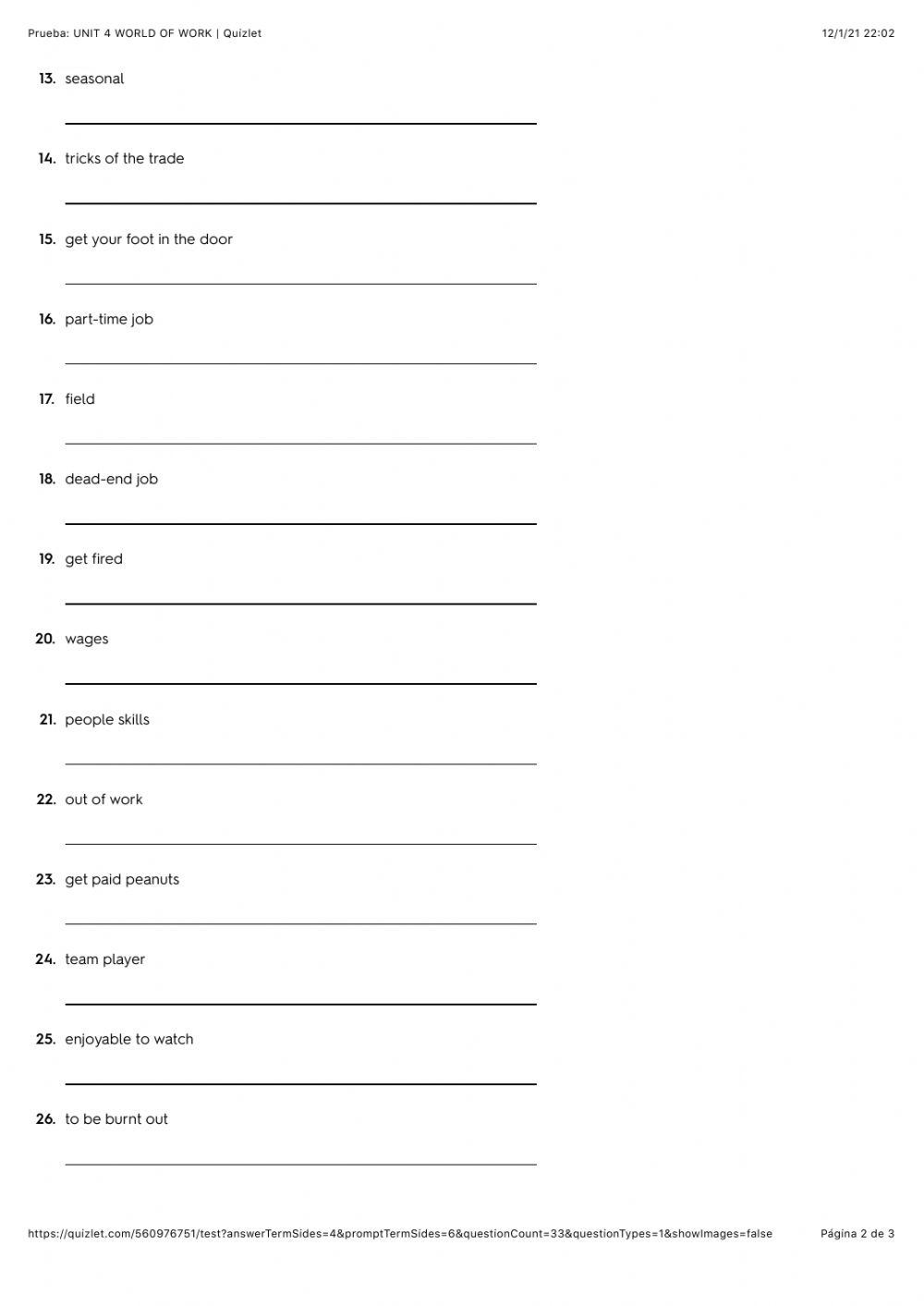 WORLD OF WORK-Vocabulary