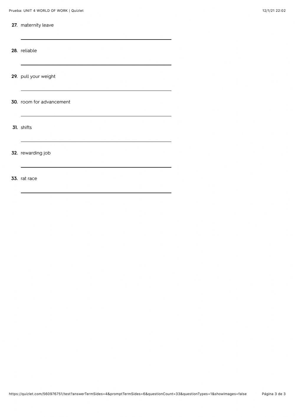 WORLD OF WORK-Vocabulary