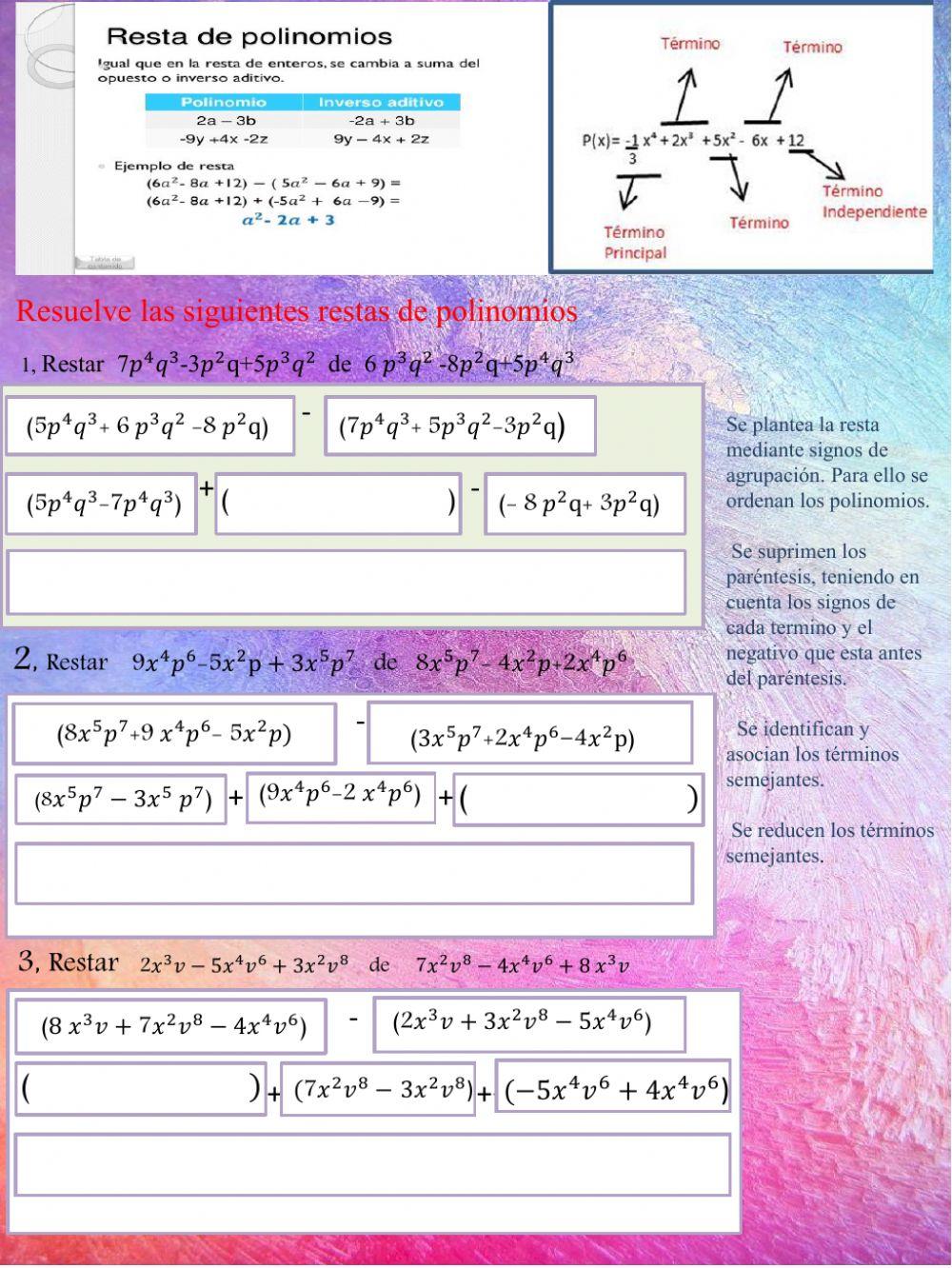 Restas de polinomios