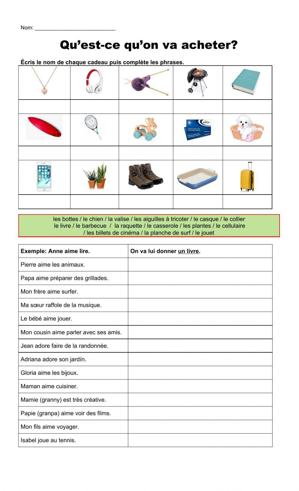 Qu'est-ce qu'on va acheter?