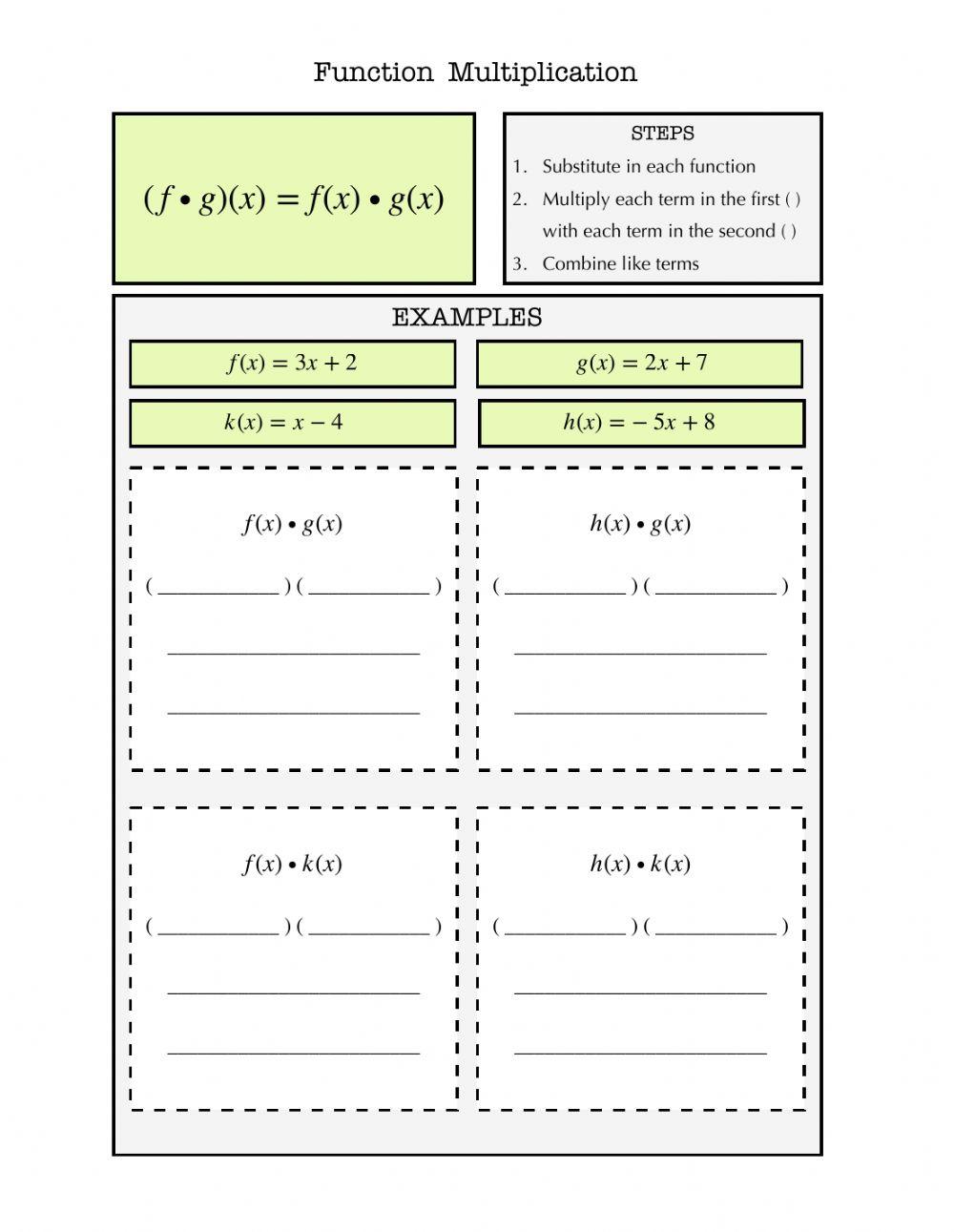 Function Multiplication Notes worksheet | Live Worksheets