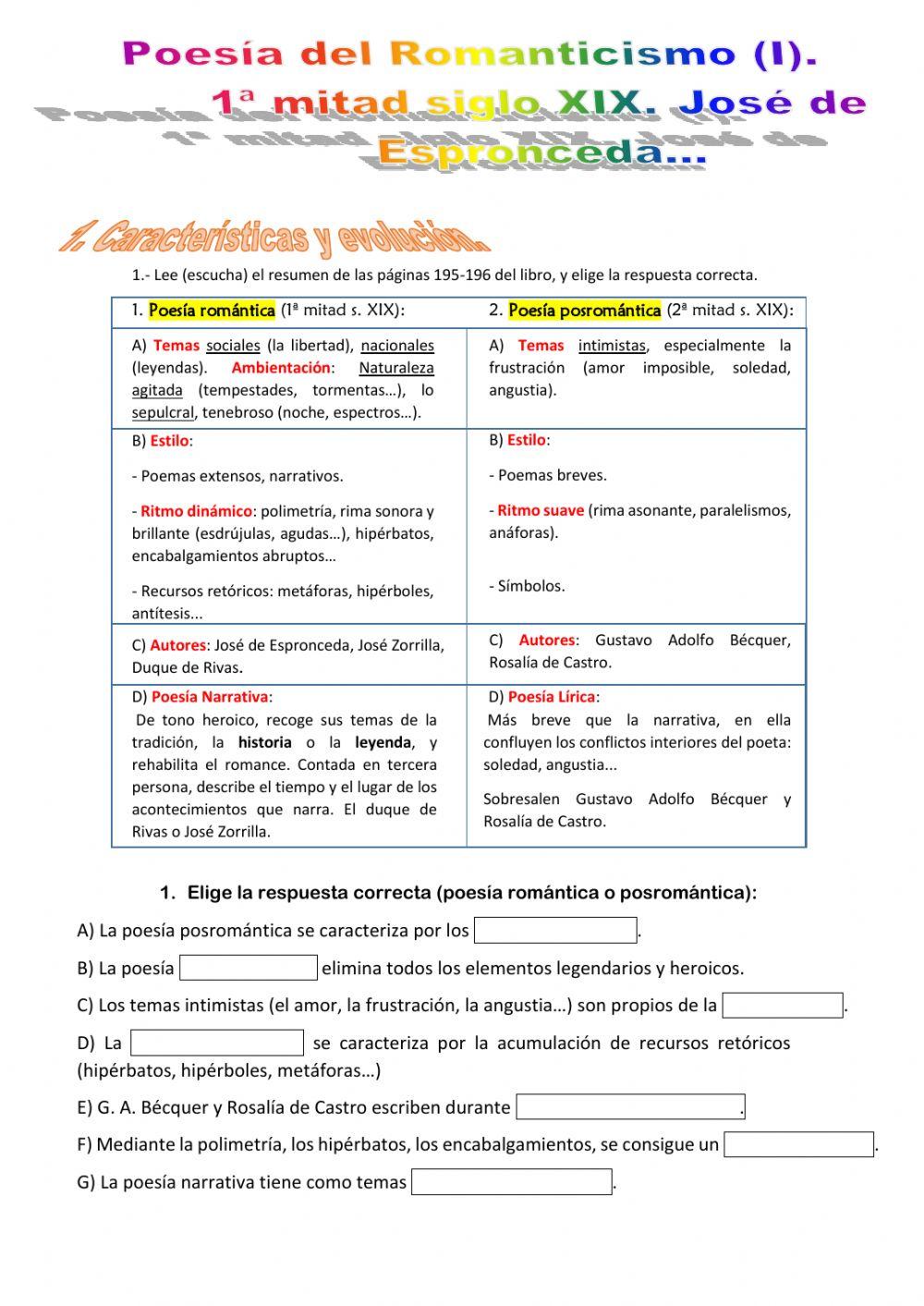 4º ESO Poesía del Romanticismo (I)