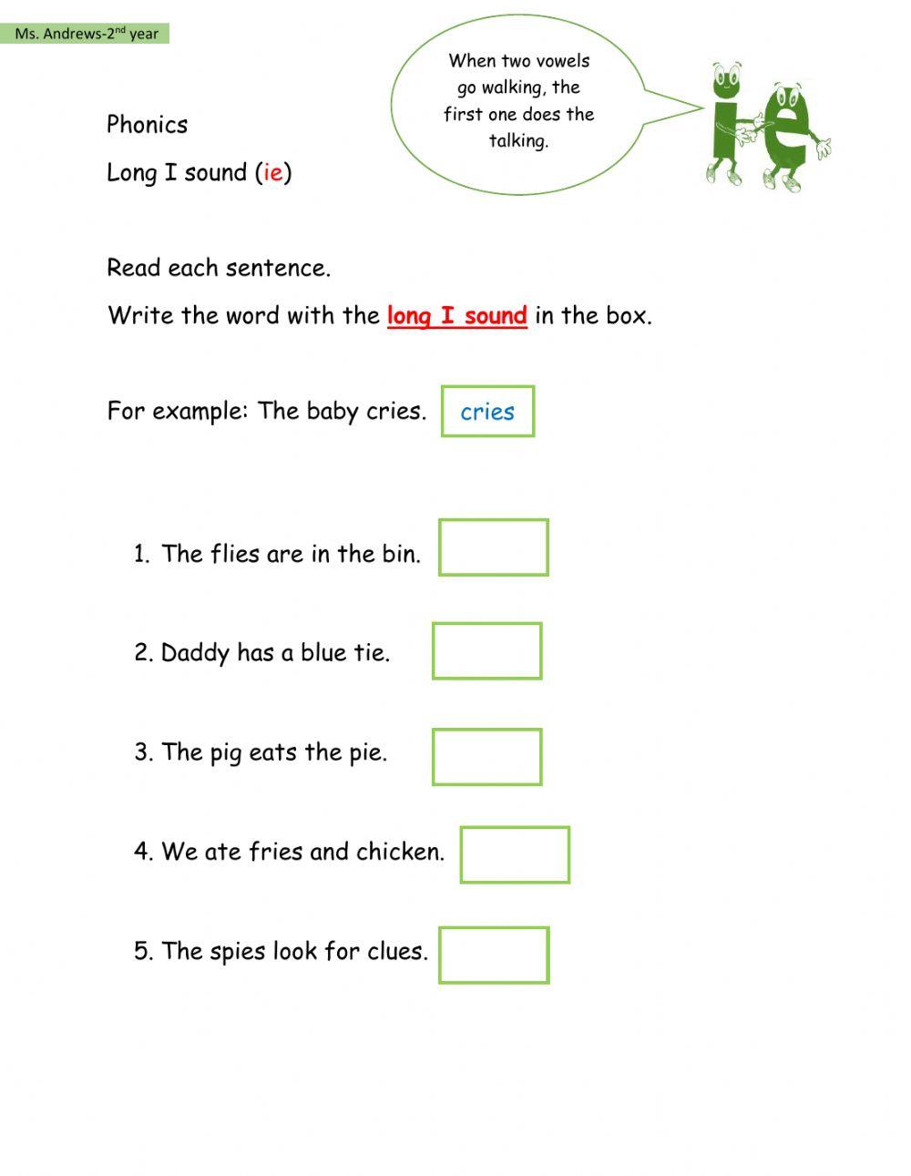 Long i Sound activity for 2nd year Live Worksheets