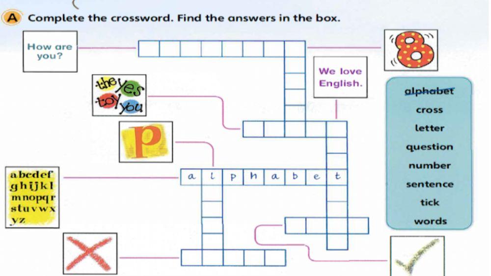 Crossword interactive exercise for starters Live Worksheets