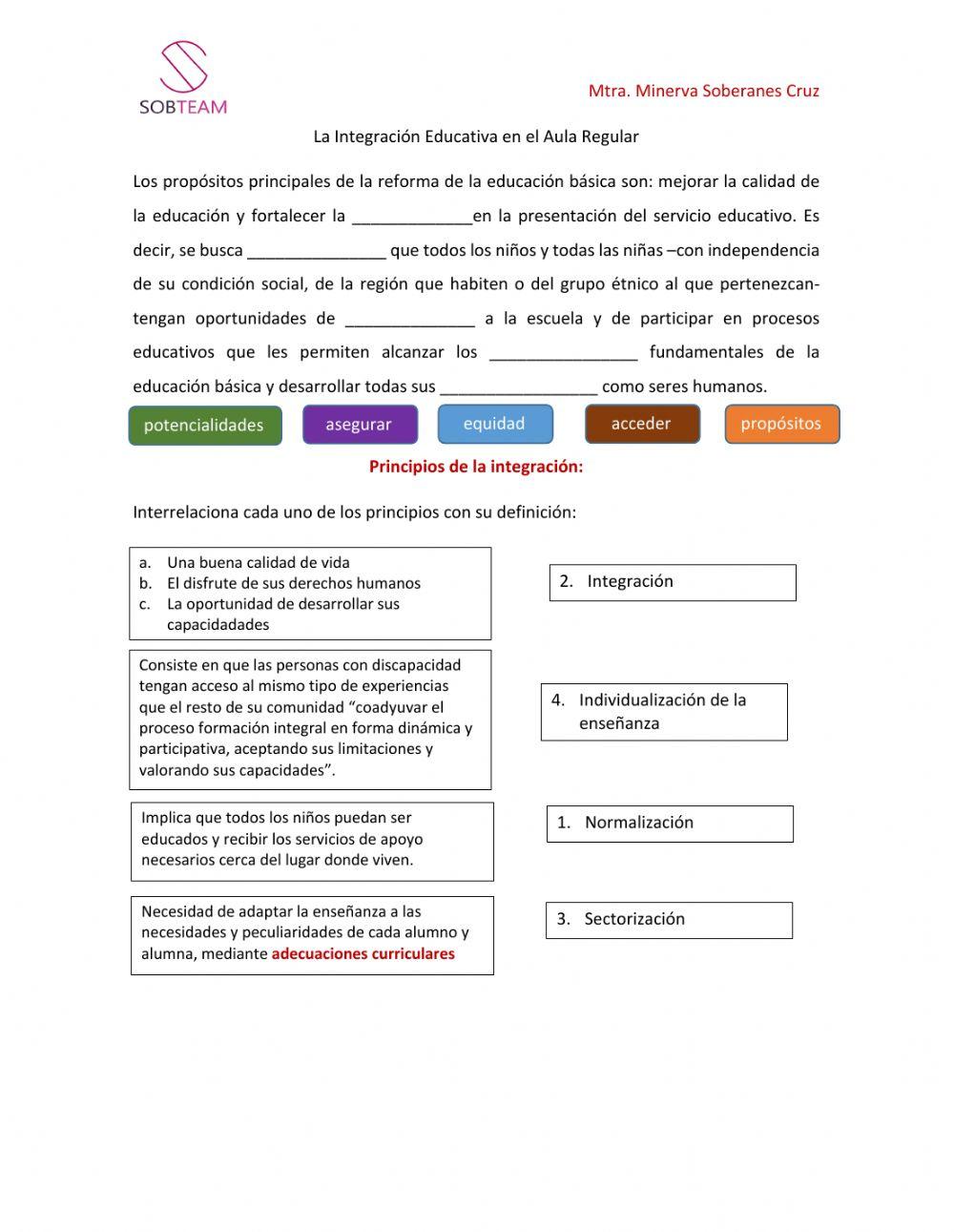 Ficha la integración educativa