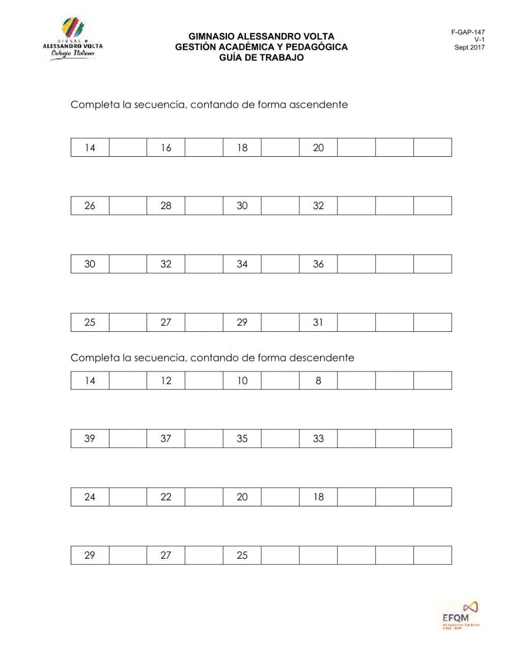 Conteo ascendente y descendente