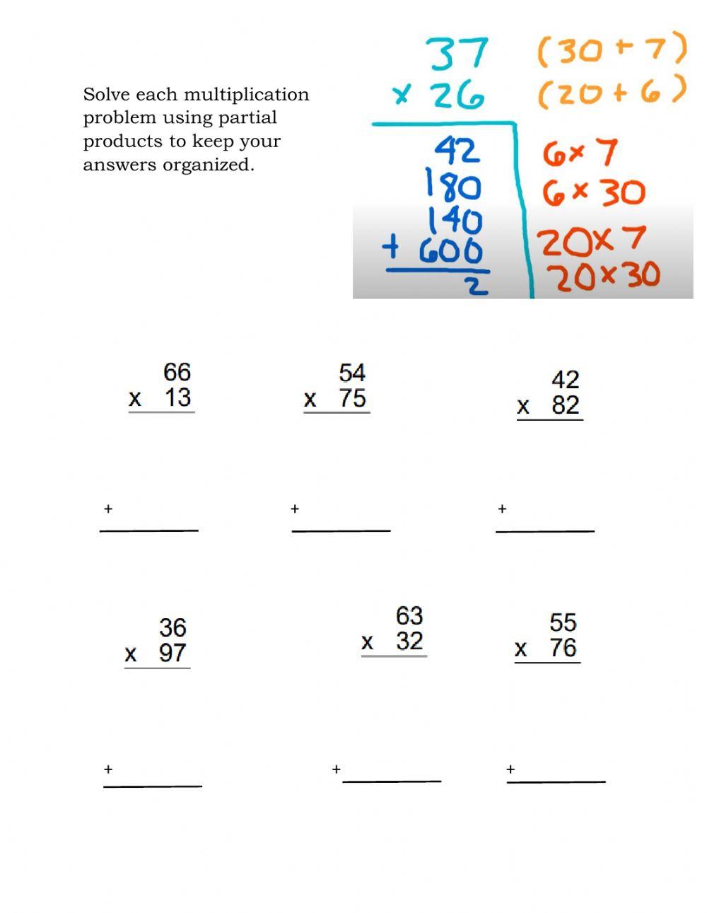 Multiplication using partial products