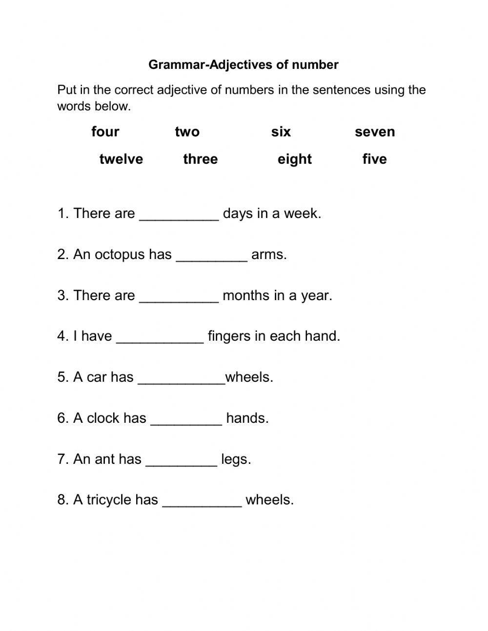 Adjectives Of Number 629943 Kamini41 LiveWorksheets adjectives-of-number-629943-kamini41-liveworksheets