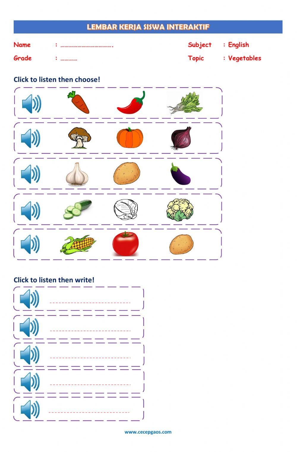 LKS Interaktif tentang Vegetables
