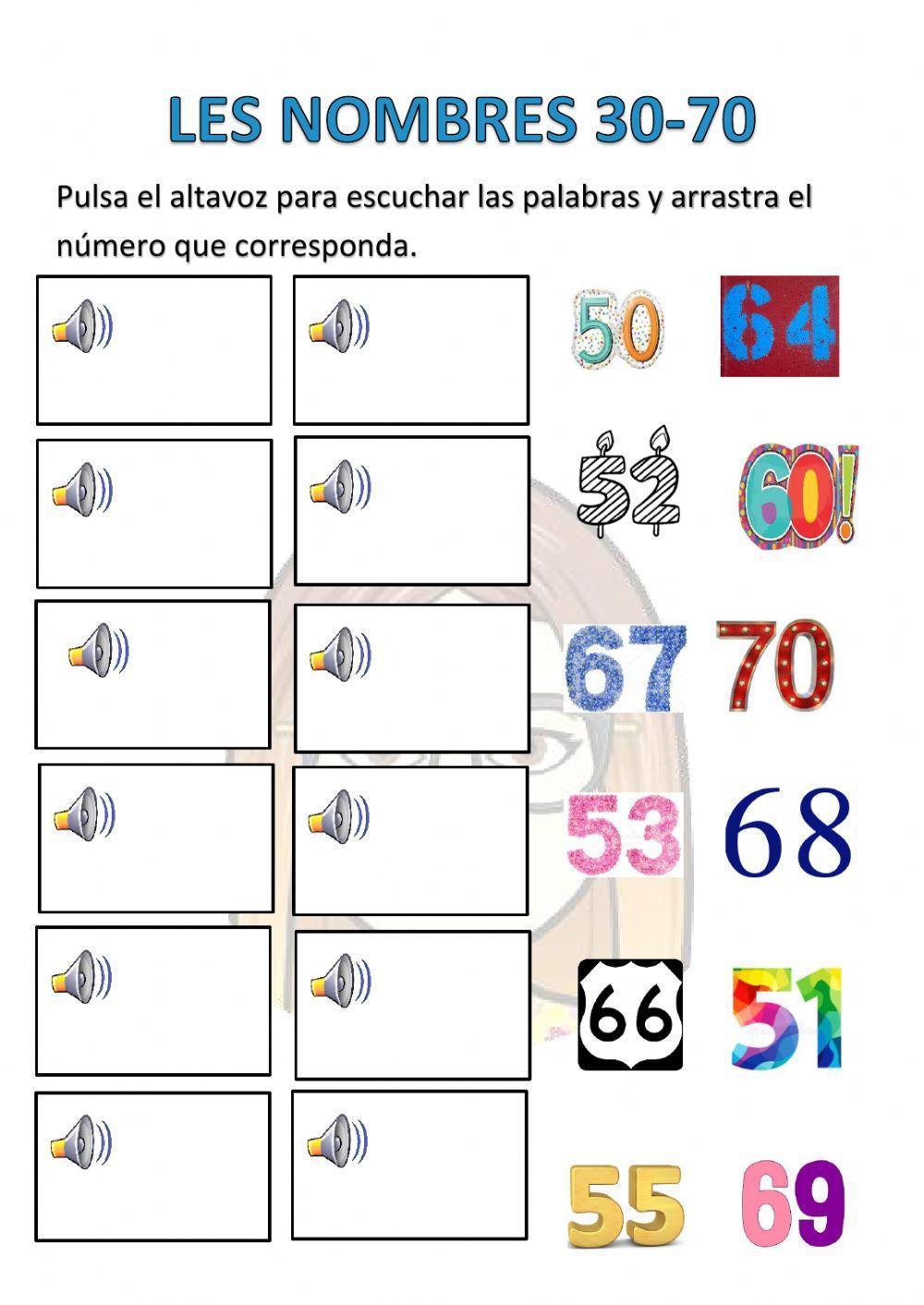 Les nombres cto 1-70