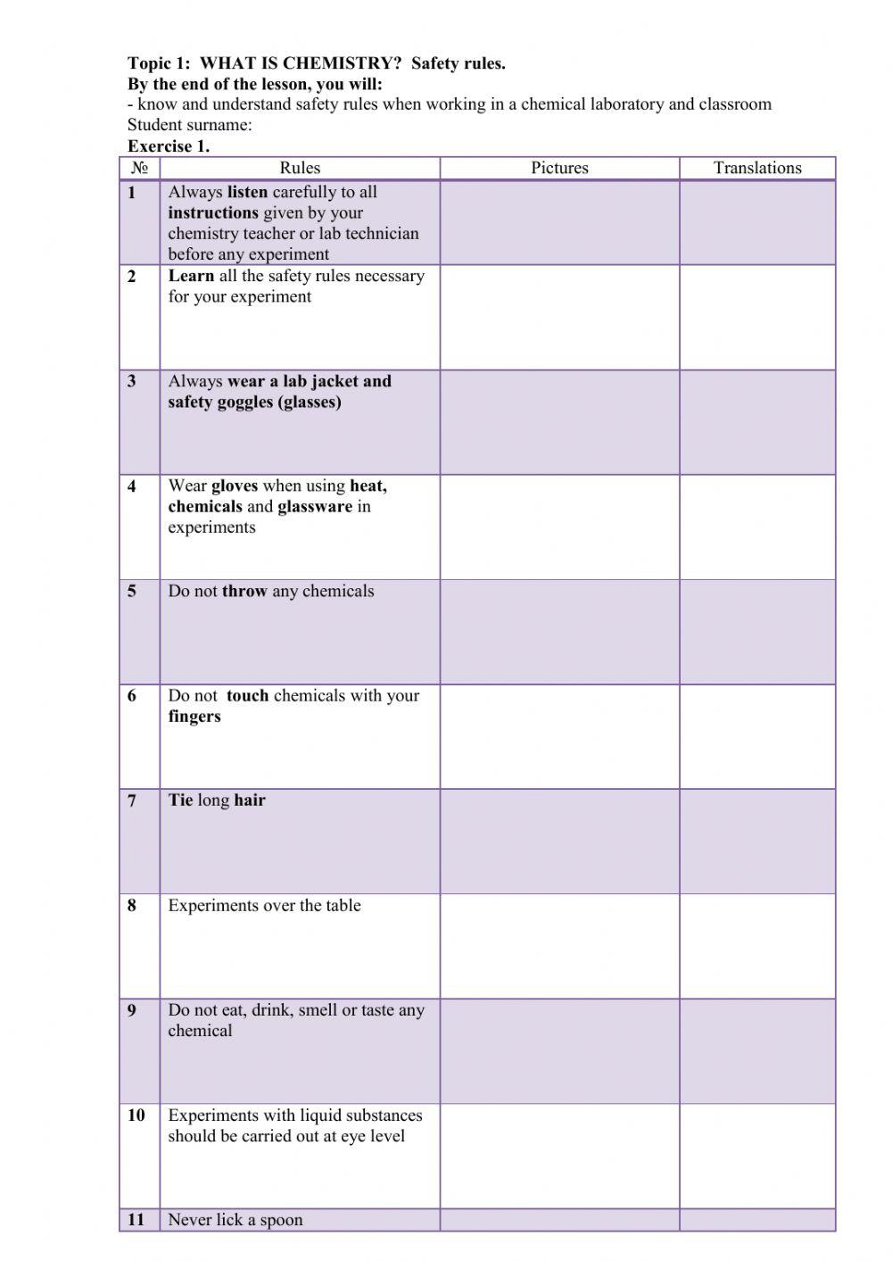 Safetu rules- правила технике безопасности