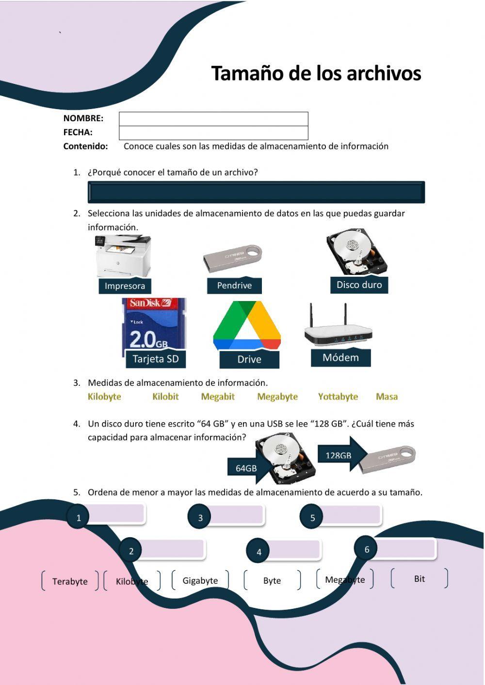 Medidas de almacenamiento
