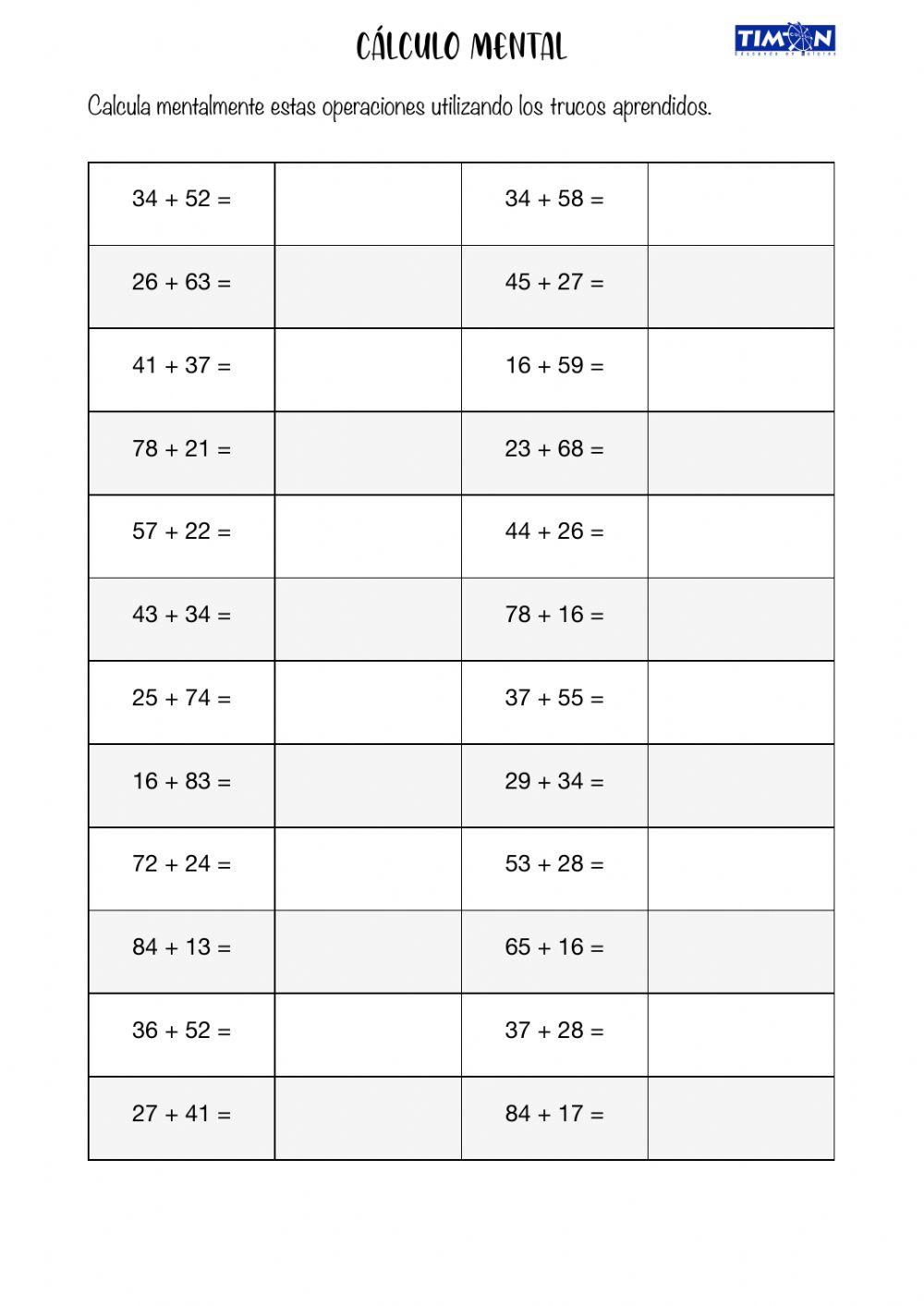 Cálculo mental f 7.1 y f 7.2