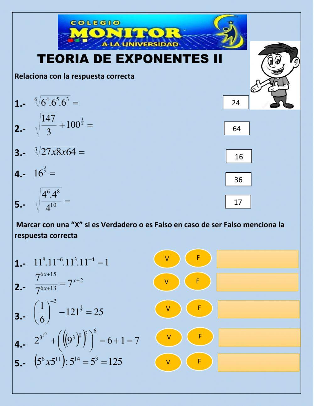 Teoria de exponnetes(radicacion)