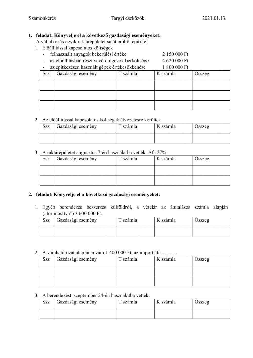 Tárgyi eszköz-Számonkérés 14.b