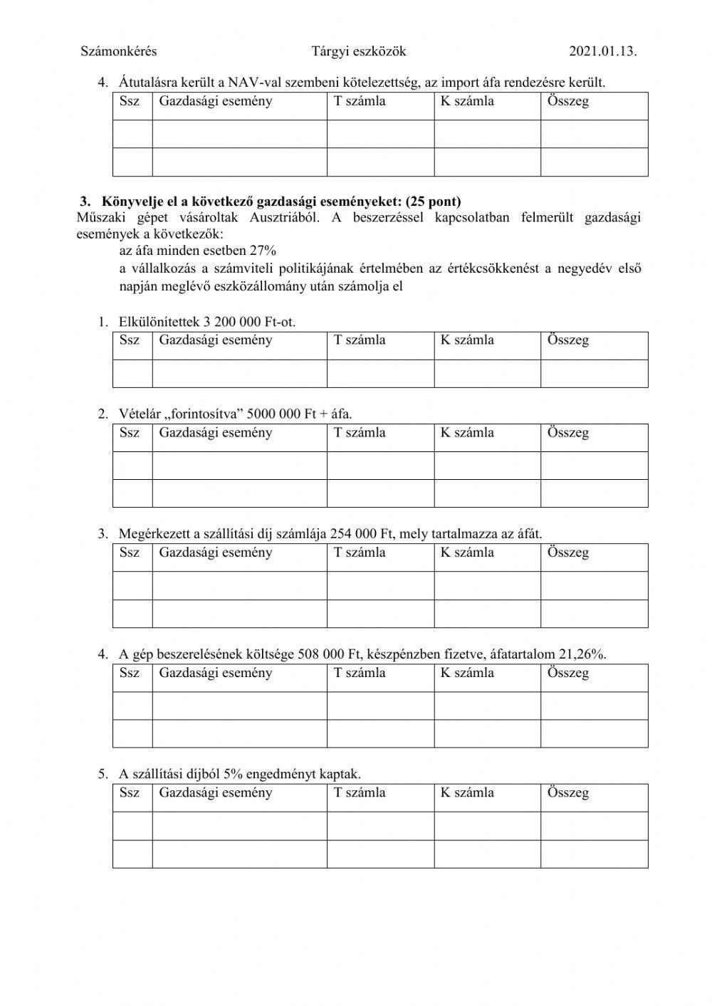 Tárgyi eszköz-Számonkérés 14.b