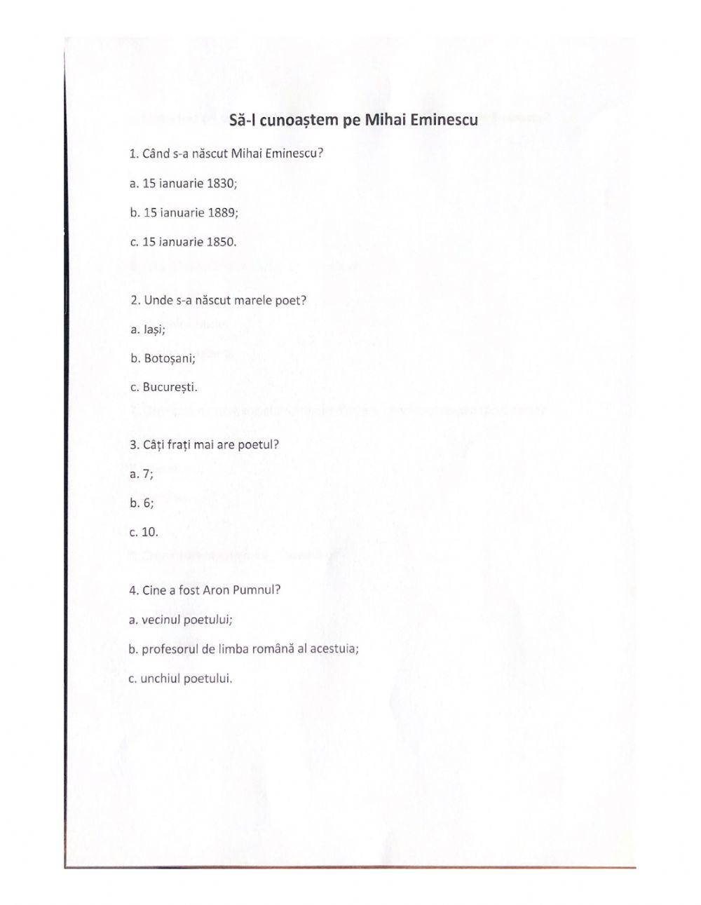 Să-l cunoaștem pe Mihai Eminescu