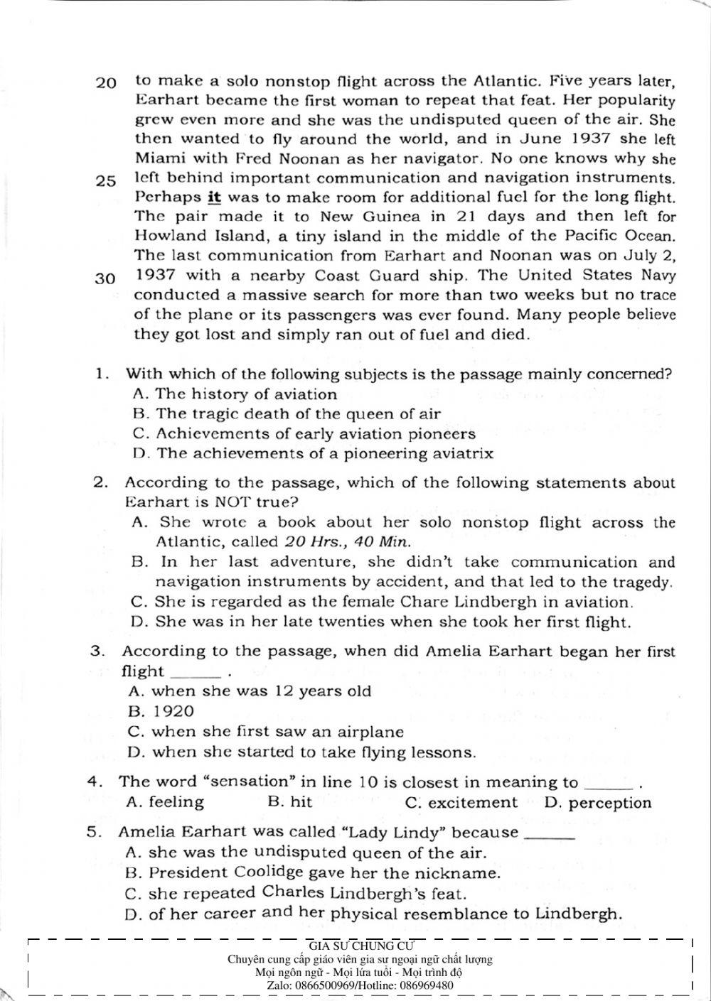 Trắc nghiệm Kỹ năng đọc hiểu Tiếng Anh số 40