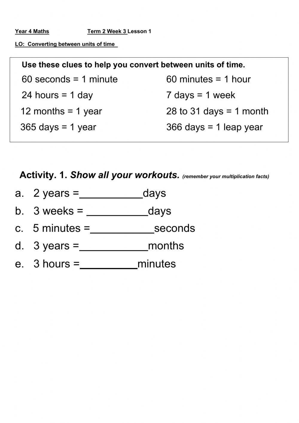 DIS Maths Week 3 lesson 1