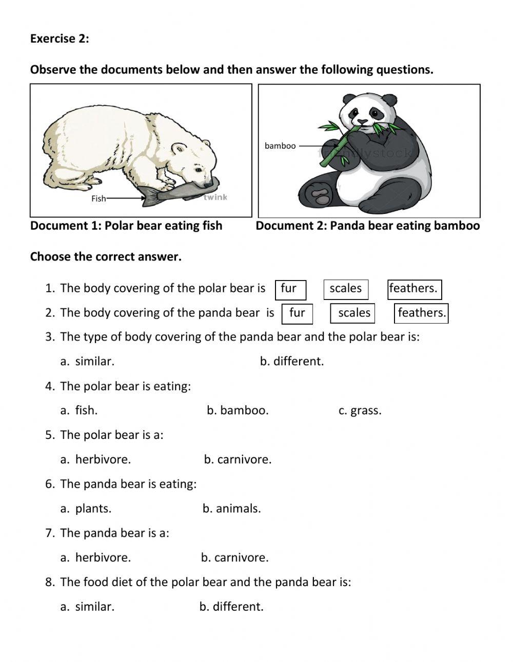 G2 Practice Quiz Similarities and Difference Between Animals