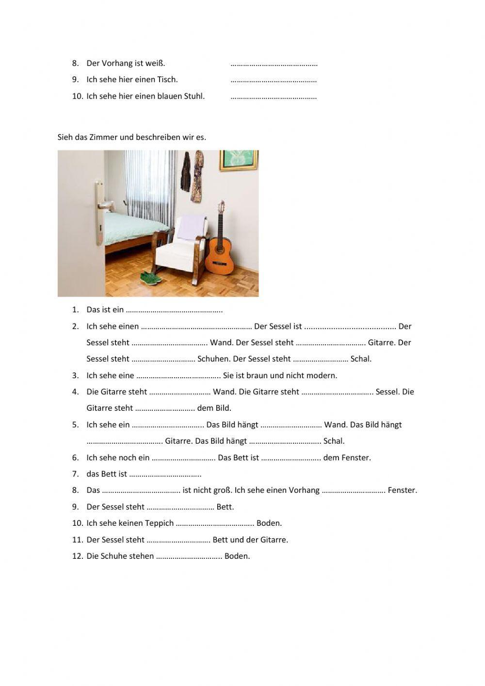 Bildbeschreibung, Zimmer