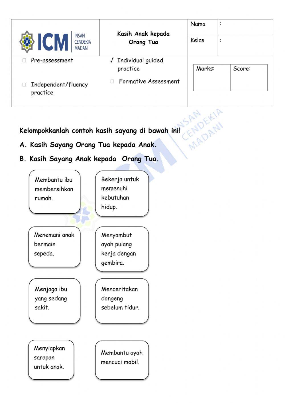 Kasih Sayang Anak kepada Orang Tua