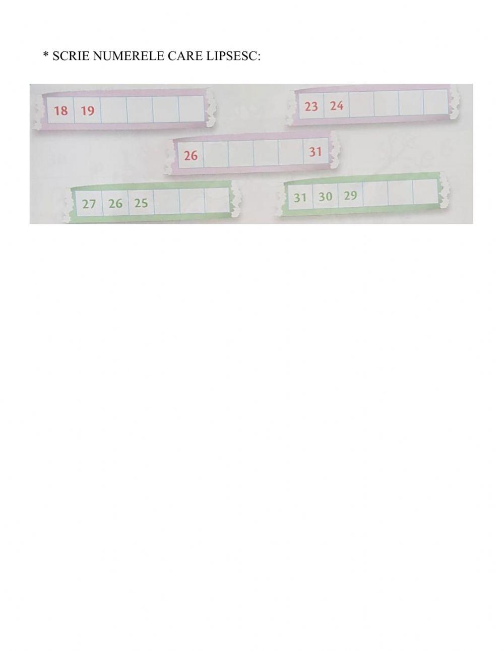 Numere naturale  de la 0 la 31