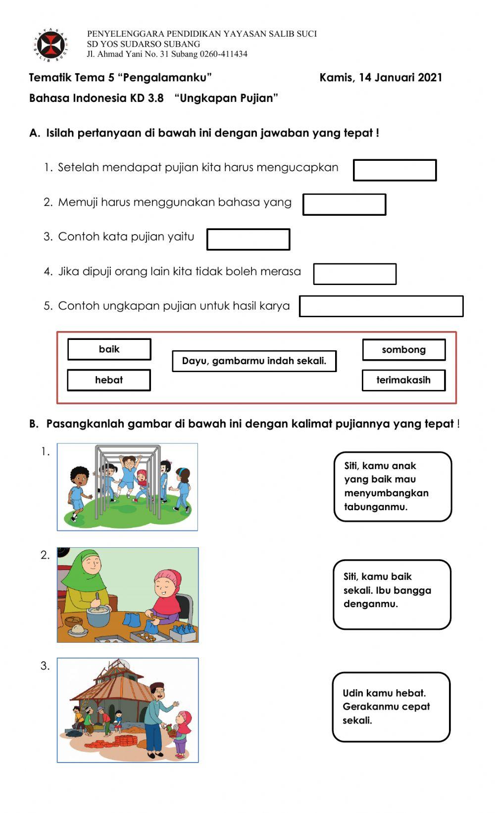 Bahasa Indonesia-Latihan Tema 5 -Ungkapan Pujian-