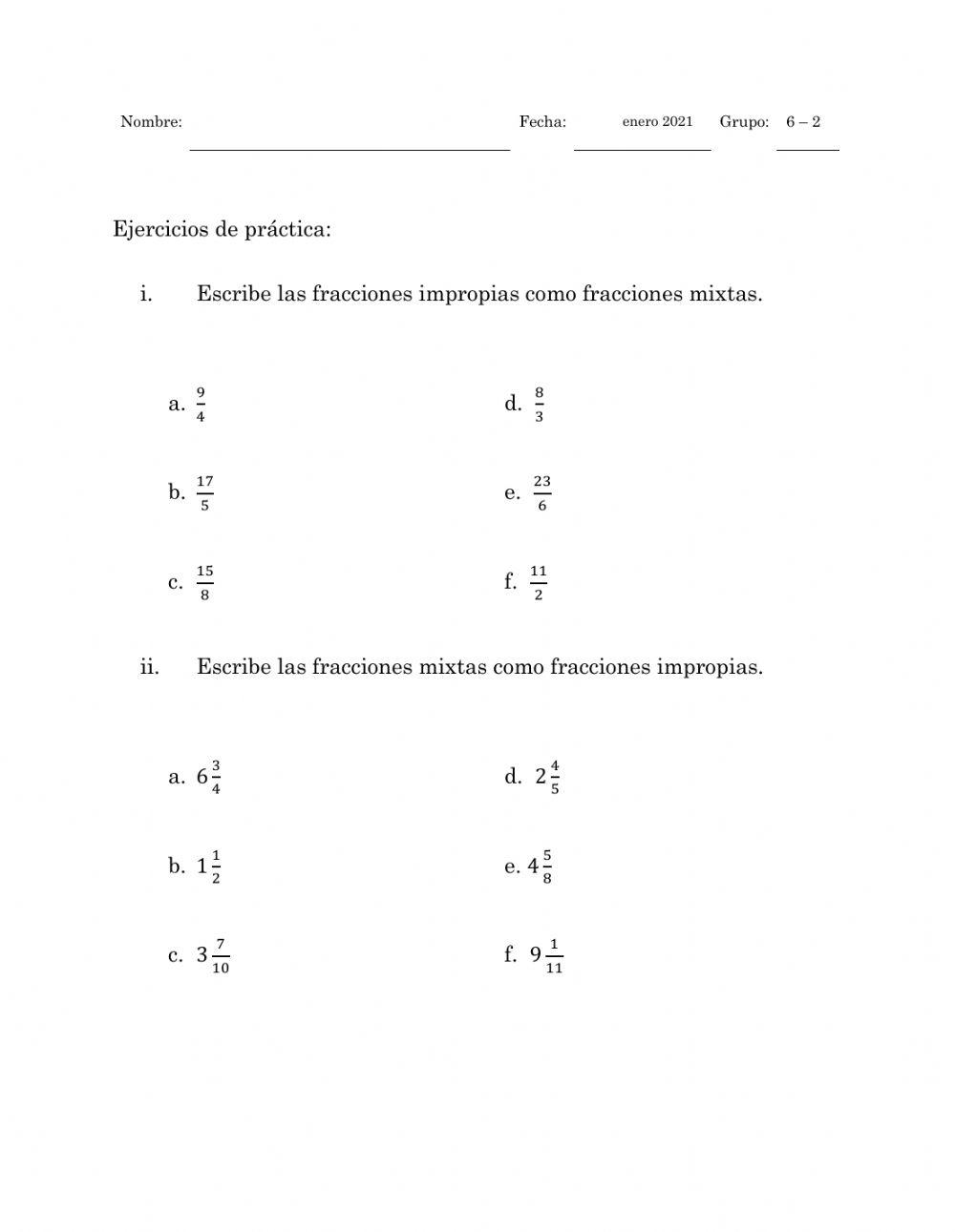Práctica mixtas e impropias