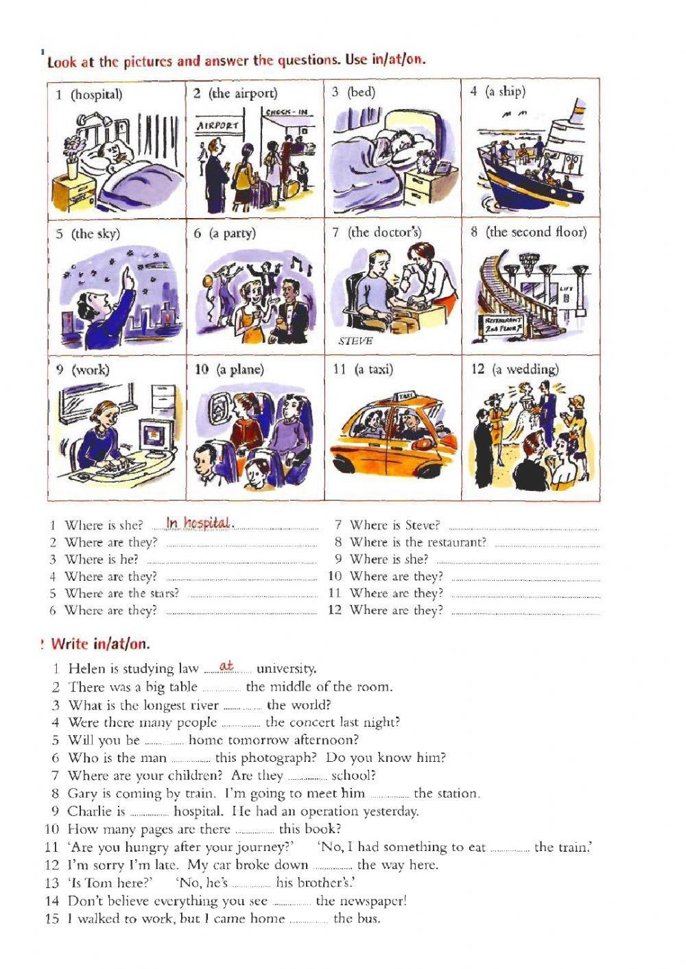 Prepositions of Place in - on - at