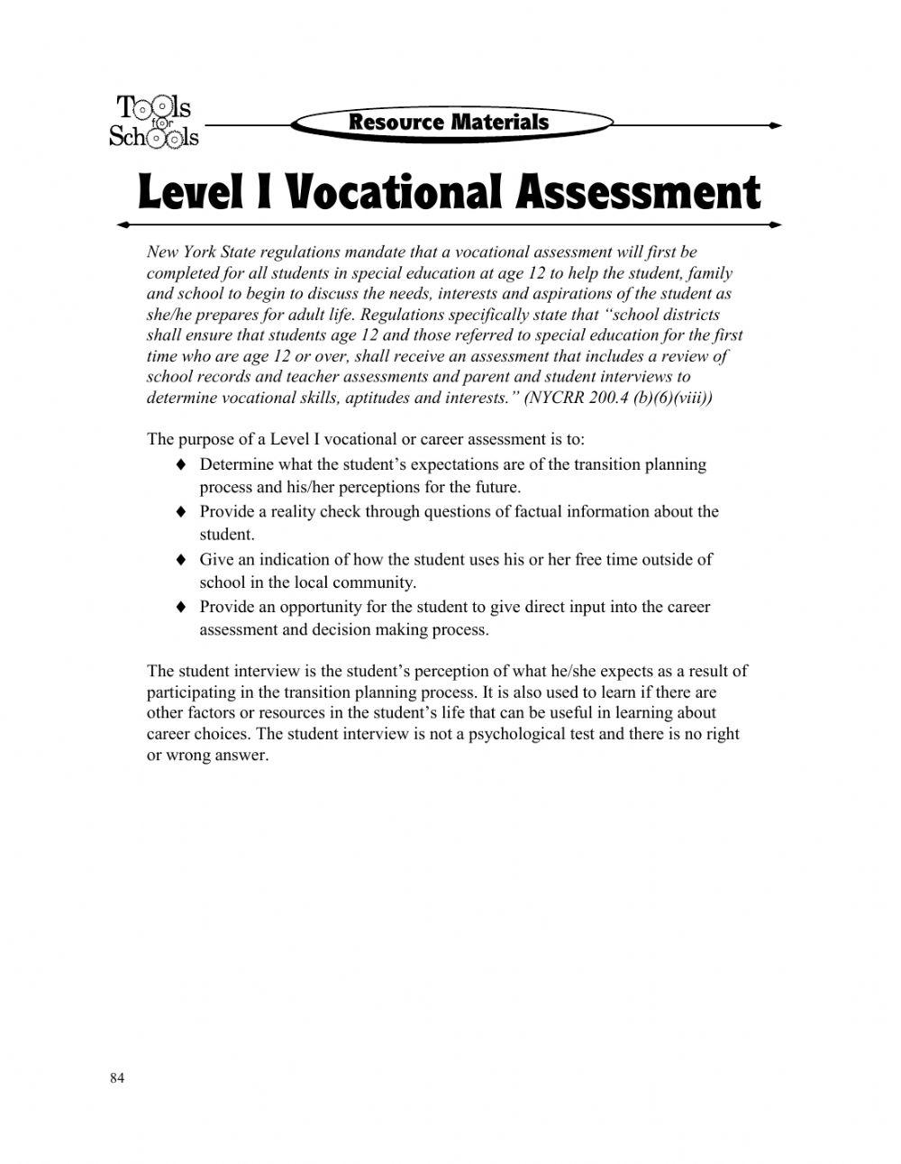 Level 1 Assessment
