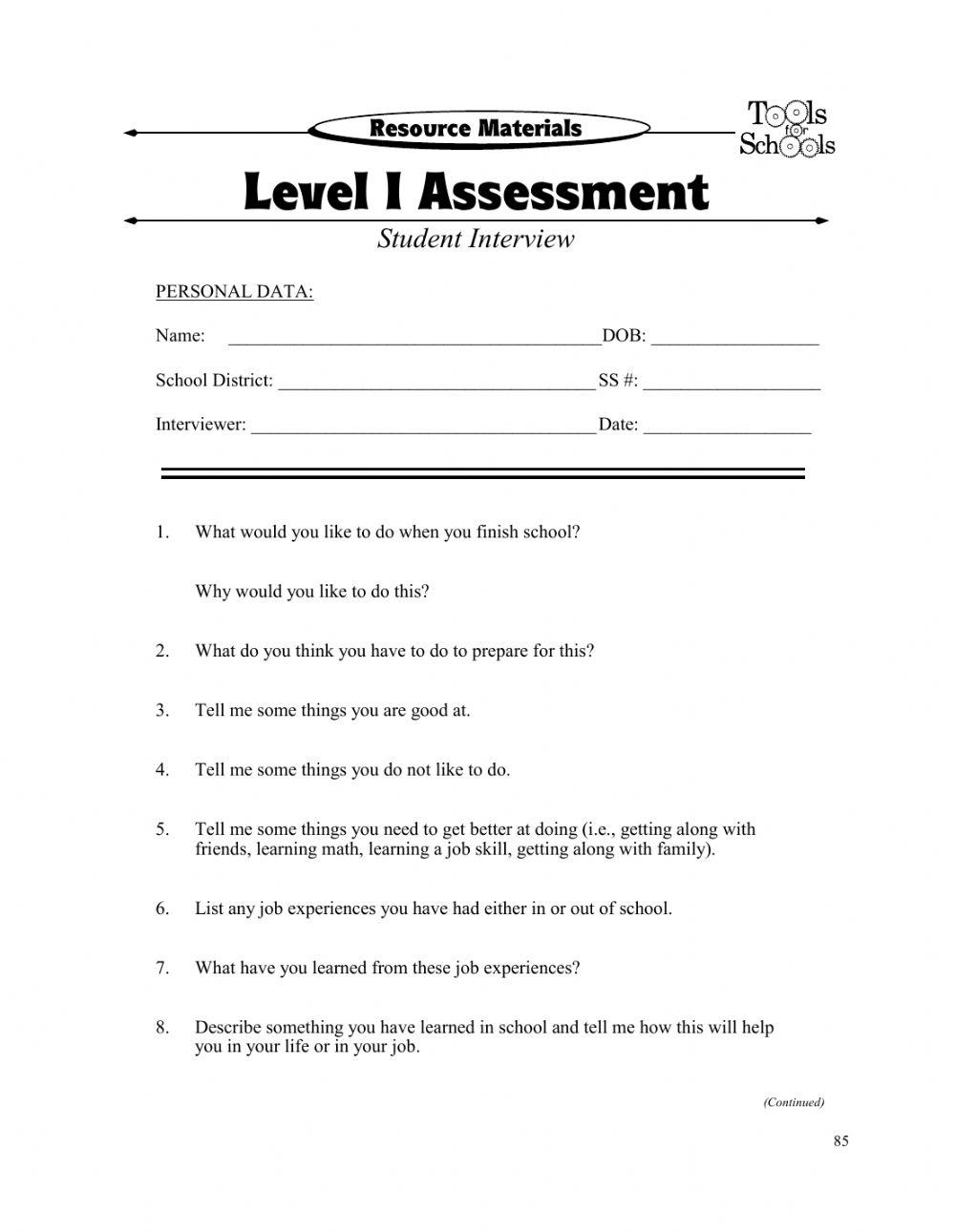 Level 1 Assessment