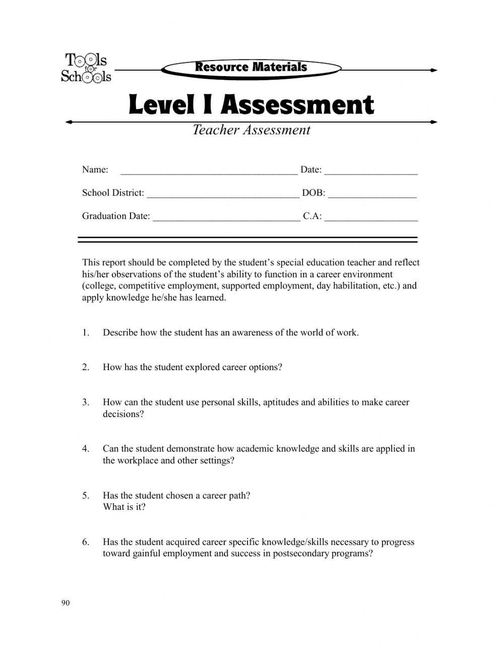Level 1 Assessment