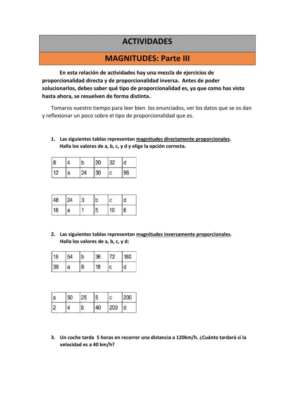 MAGNITUDES INVERSAMENTE PROPORCIONALES