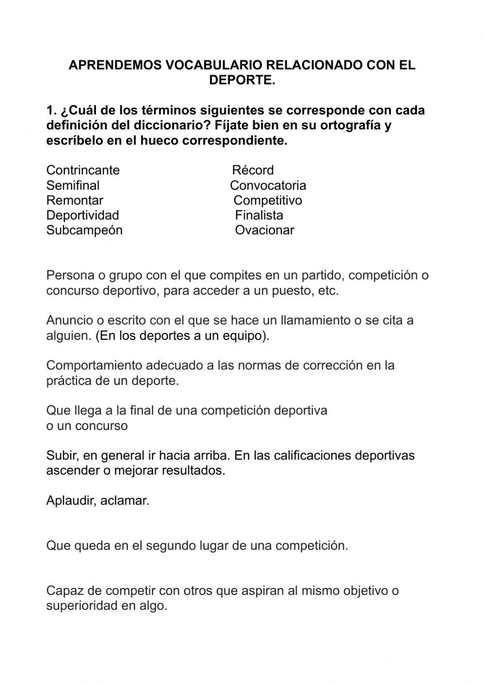 Vocabulario deportivo
