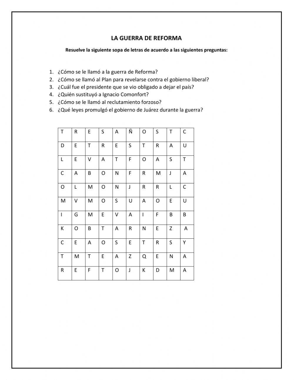 La guerra de reforma