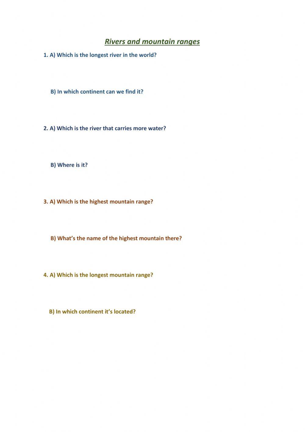 Rivers and mountain ranges