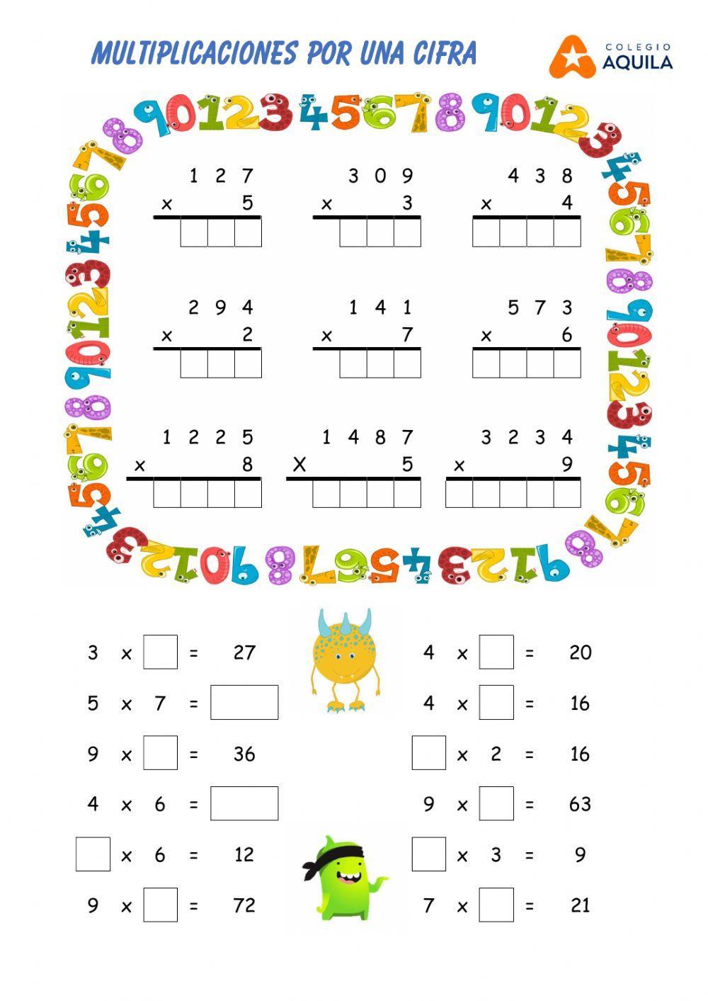 Multiplicación por una cifra Multiplicación por una cifra