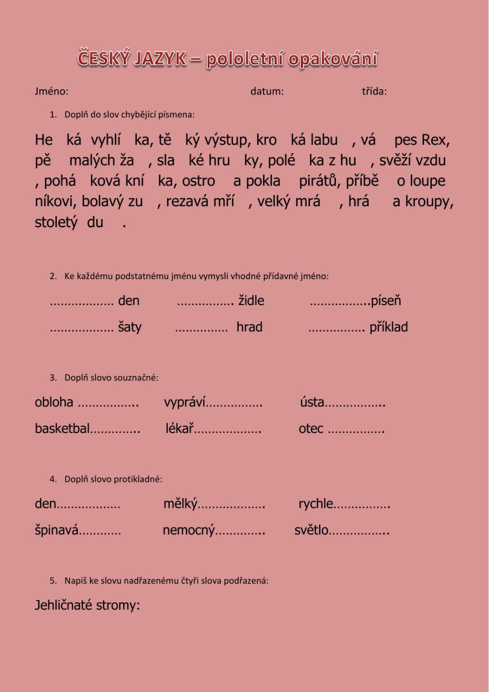 ČJ - pololetní opakování