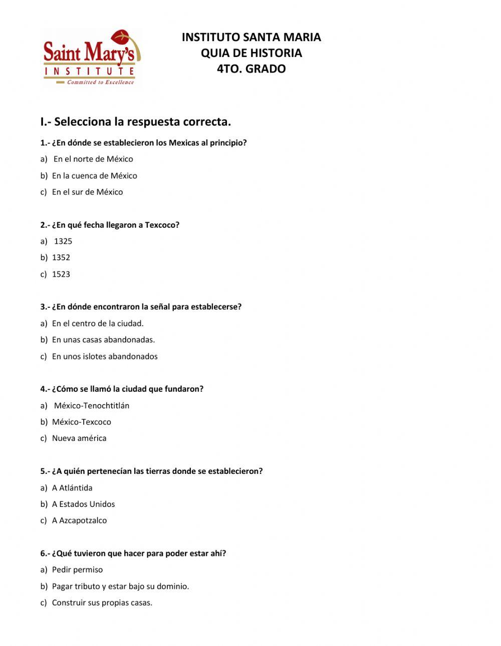 Quiz cultura Mexica