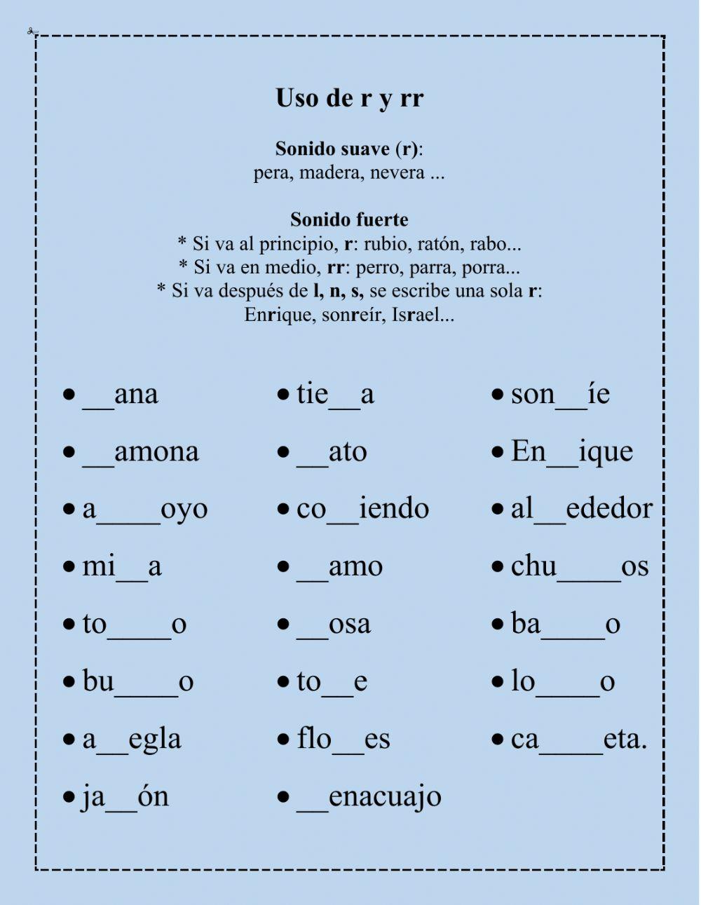 Uso de la r